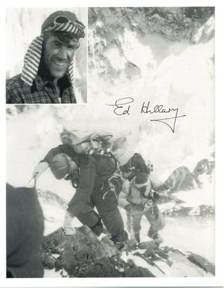 Item #10198 Signed Photo of Ed Hillary Climbing Mount Everest. Ed Hillary