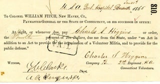 Item #10556 2 Civil War Documents: Pay order & Descriptive List of Deserters. Documents Civil War