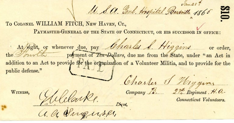 Item #10556 2 Civil War Documents: Pay order & Descriptive List of Deserters. Documents Civil War.