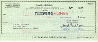 Item #10879 David Hedison Signed Check. David Hedison