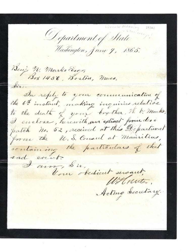 Item #11017 Official Lincoln Mourning Letterhead. Lincoln, Abraham.