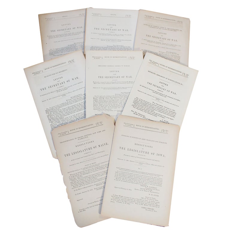 Item #11070 Archive of 8 Congressional Civil War Date Resolutions from the Secretary of War. Congress Civil War.