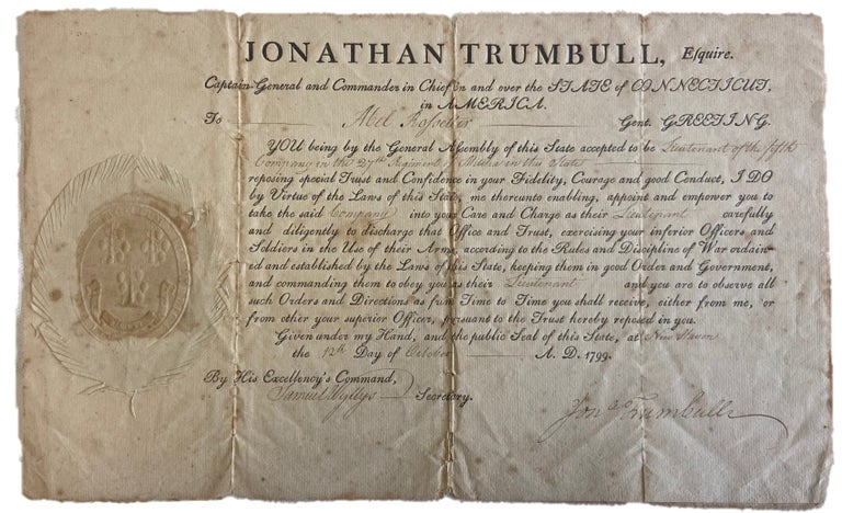 Item #11189 John Trumbull Signed Document. Jonathan Trumbull.
