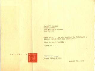 Frank Lloyd Wright Sends his Architectural Drawings. Frank Lloyd Wright.