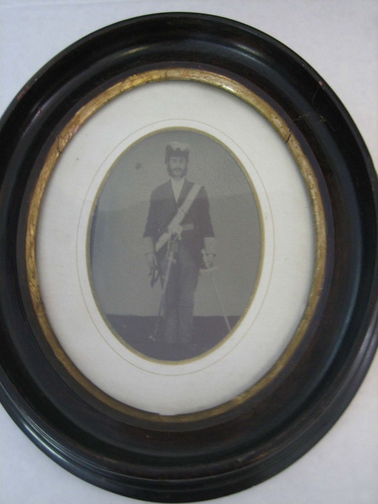 Item #11351 3/4 Plate Tintype of a Navy Chaplain in Full Uniform with Feathered Chapeaux and Drawn Sword. Tintype Civil War.