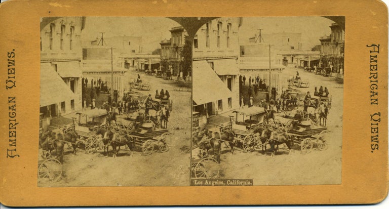 Item #11745 Early Stereoview of Los Angeles Street Scene. Los Angeles, Early Photo.