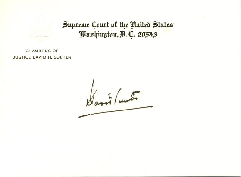 Item #12475 David Souter Signed "Supreme Court of the United States" Card. David Souter.