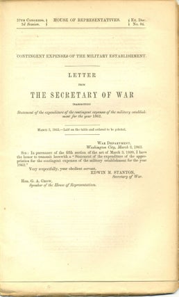 Item #12664 Civil War Congressional Document. Congressional Civil War