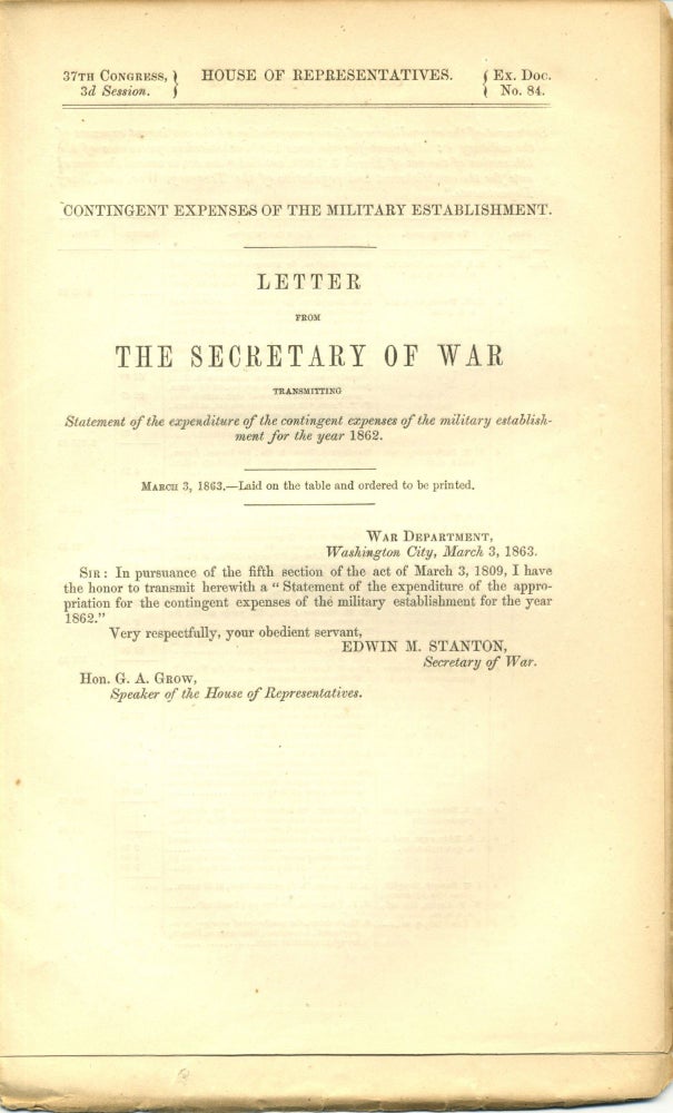 Item #12664 Civil War Congressional Document. Congressional Civil War.