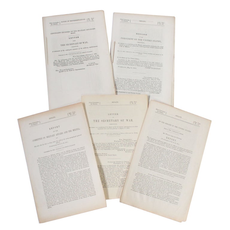 Item #12715 Archive of 5 Congressional War Date Resolutions from President Buchanan and Secretary of War. Congress Civil War.