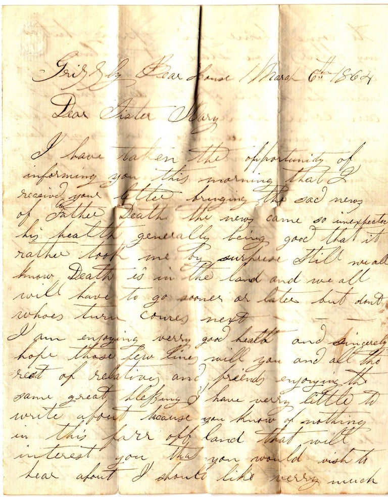Item #12729 1864 Civil War dated letter " the union folks will give the rebels such a thraching that they never will need an other.." Letter Civil War.