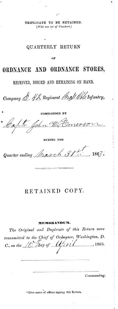 Item #12756 1863 Camp Farr, Bayou Gentilly, "Sword Bayonets, Musket " Document. Bayonets Civil War Document, Musket.
