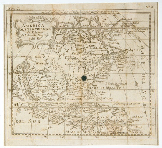 Sanson Ranch Map Cartographic Americana: Nicolas Sanson’s America Settentrional with ...