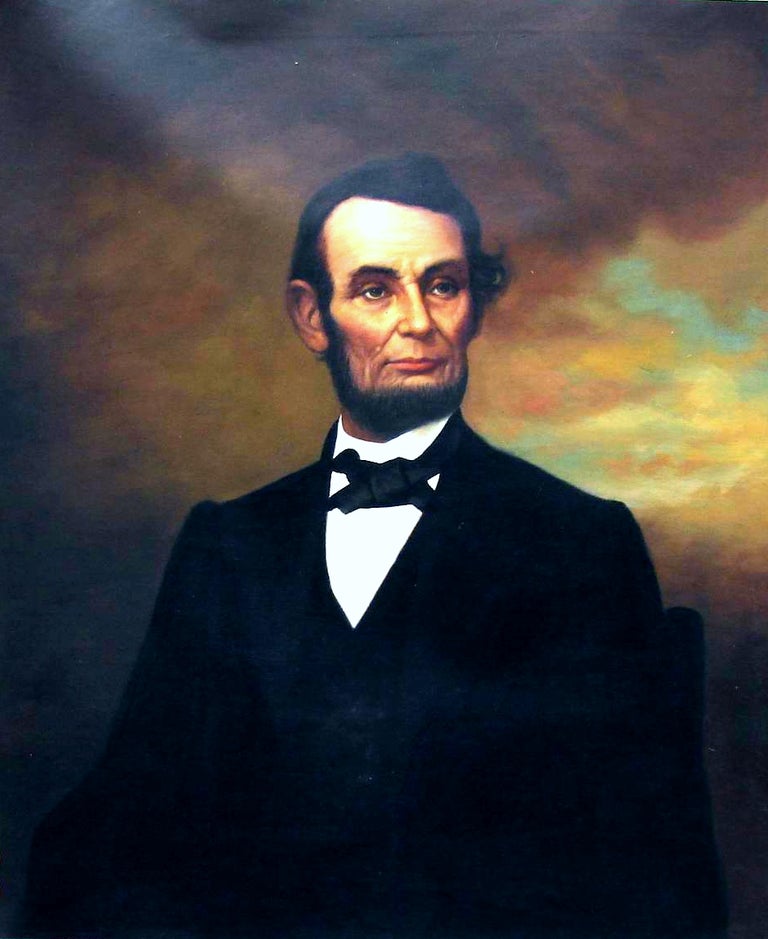 Item #13196 Hand Painted Oil Painting of Abraham Lincoln. Abraham Lincoln.