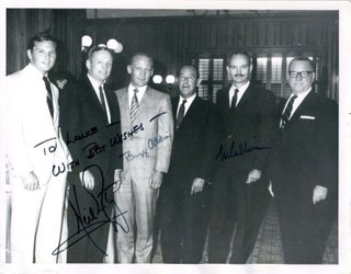 Item #13358 Apollo 11 Signed Photo by all three taken on their first evening out of quarantine...