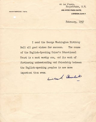 Item #13568 Winston Churchill Emphasizes the Importance of Friendship Between the United States...