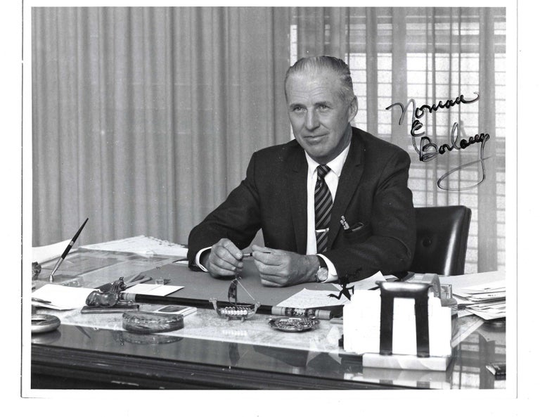 Item #13612 Norman Borlaug signed Photo. Norman Borlaug.