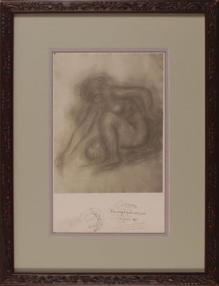 Item #13626 Renoir Image of a nude woman kneeling signed. Pierre-Auguste Renoir