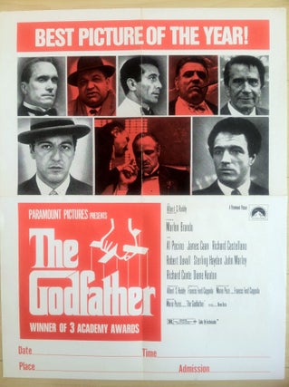 Item #13889 The Godfather Original Movie Poster - Rare original variant After it won the Oscar....