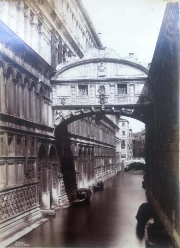 Item #13933 Large 19th Century Photograph of a Venice Canal under the Bridge of Sighs. VENICE, 19c. Photo.