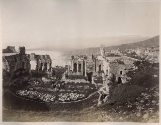 Item #13967 Original Albumin Photo of the Ruins of the Greek Theater at Taormina, Sicily 1880s....
