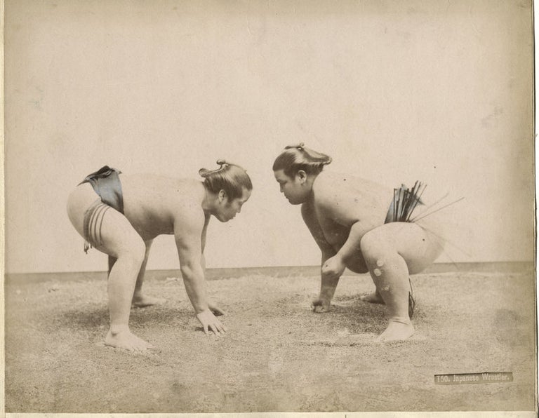 Item #14062 Albumen photograph of Japanese Sumo Wrestlers Circa 1880's. Asia - JAPAN, Albumen photograph.
