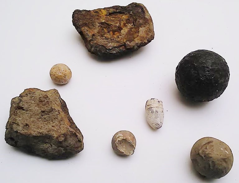 Item #14072 Collection of Civil War Era Lead Case Shot Balls found in Fort Huger. Lead Case Shot Balls Civil War.