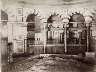 Item #14084 Interior of Mosque of Omar, Dome of the Rock and the Foundation Stone, albumen...