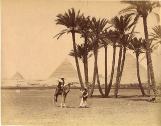 Item #14111 Set of 2, Photographs of Egyptian Pyramids with Men on Camels and Cosmi Sebah, Circa...