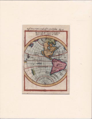 Item #14194 1685 Original Copper Engraving of "Nouveau Continent" Showing North and South America...
