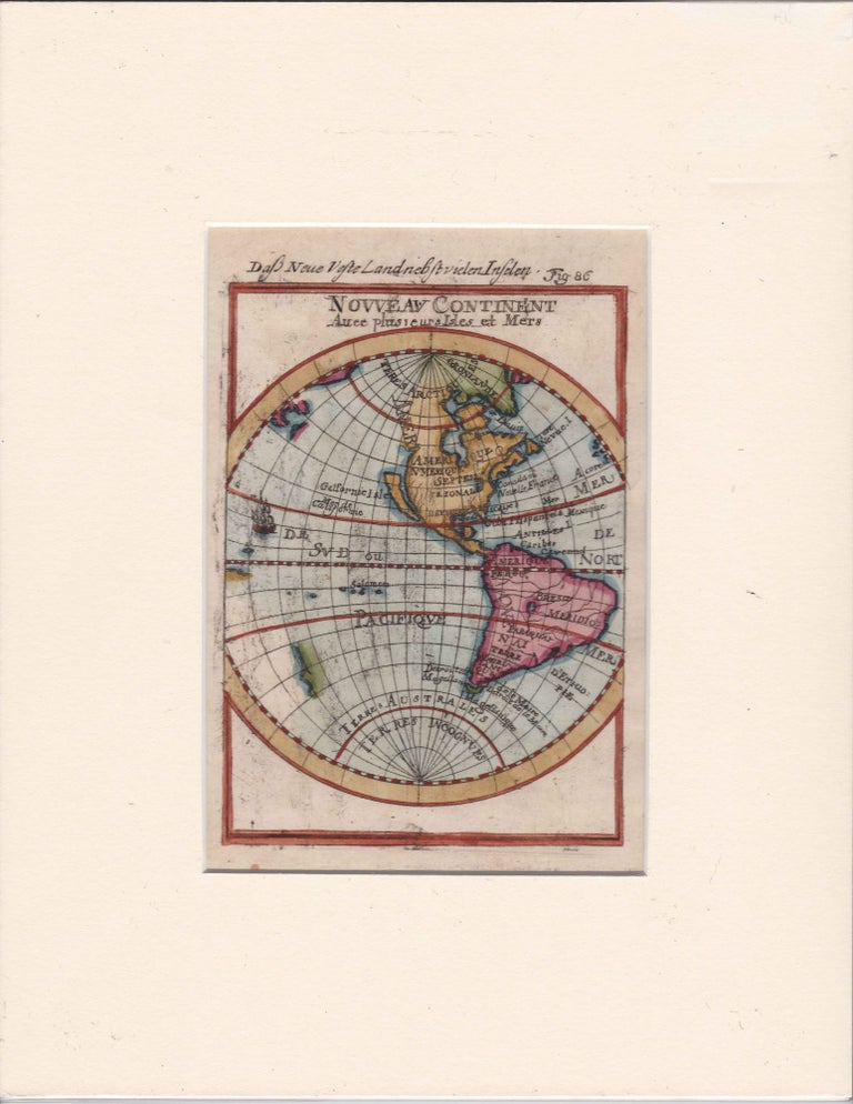 Item #14194 1685 Original Copper Engraving of "Nouveau Continent" Showing North and South America and California as an Island. THE AMERICAS MAP.
