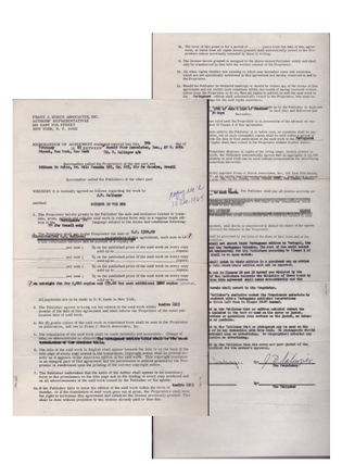 J.D. Salinger Signed Contract to publish "The Catcher in the Rye". J. D. Salinger.