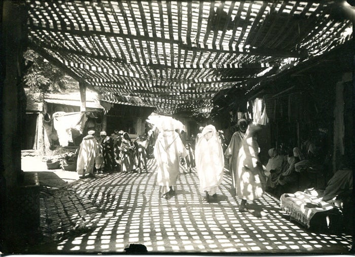 Item #14288 Striking Photograph of Arabian Bazaar, Circa 1920. Arabian Bazaar, Photograph.