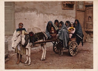 Item #14390 Early Photochrome photograph of Egyptian Women riding on cart, Circa 1890s. Egypt Women