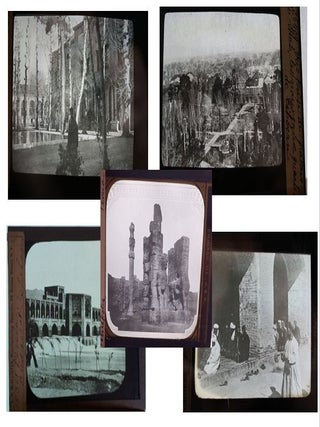 Collection of 5 Vintage Lantern Images of Qajar Iran: The Royal Palace, Tehran & Isphahan, Circa 1905--One of the Earliest Aerial Image of Tehran we Have Seen