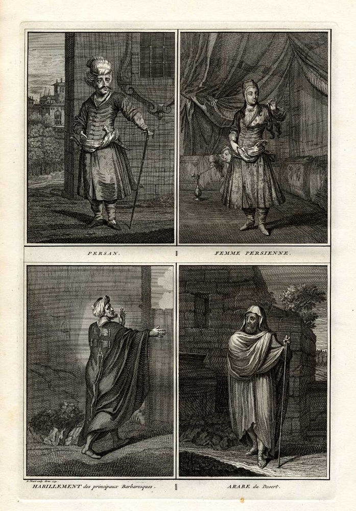 Item #14435 Engraving Persian Costumes, Printed in 1727. Persian Arabian Costume.
