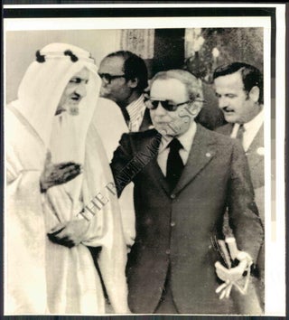 Item #14444 Arab Summit Conference Photograph of Sadat and the King of Saudi Arabia circa 1970's....