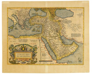 Item #14482 A.Ortelius Map of Holy Land, Arabia and Turkey and Greece Circa 1609. Map Ortelius