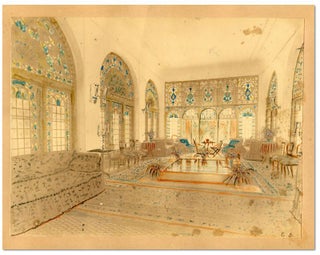 Item #14535 Vintage Colored Albumen Photograph of Inside the Palace in Teheran, 1887. Palace...