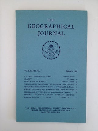 Item #14565 A Journey Into Rub' Al Khali, This publication Predates His 1931 Book Arabia Felix ;...