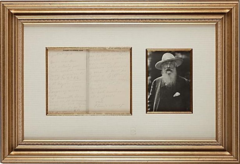 Item #14636 Monet Autograph Letter Signed to French novelist, Lucien Descaves. Claude Monet.