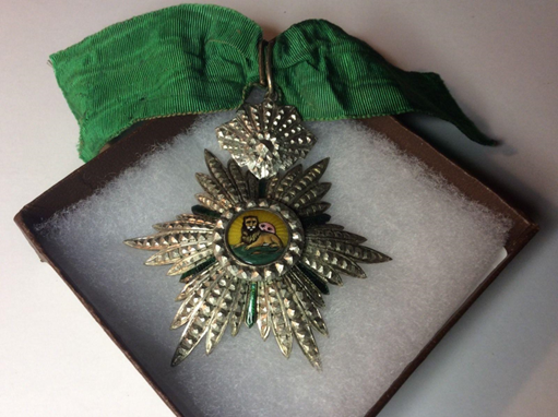 Item #14658 Qajar Iran Order of the Lion and Sun, Commander Badge. Qajar Medal, Order of the Lion and Sun.