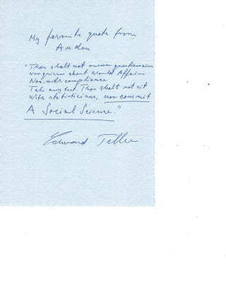 Edward Teller, Father of the H-Bomb Quoting Poem "A Reactionary Tract for the Times". Edward Teller.