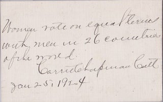 Item #14786 American Women’s Rights and the Nineteenth Amendment Carrie Chapman Catt Signed...