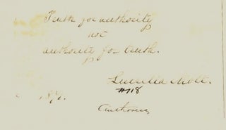 Item #14789 Early Women’s Rights Movement Lucretia Mott Autograph Quotation Signed Affirming...