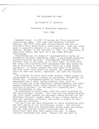 Item #14976 Higinbotham, "Patriarch of Pong," Signed Type Script Article About His Landmark ...