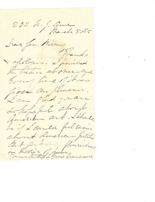 Item #14987 Suffragist Grace Greenwood Autograph Letter Signed "About American Politics" Women's...