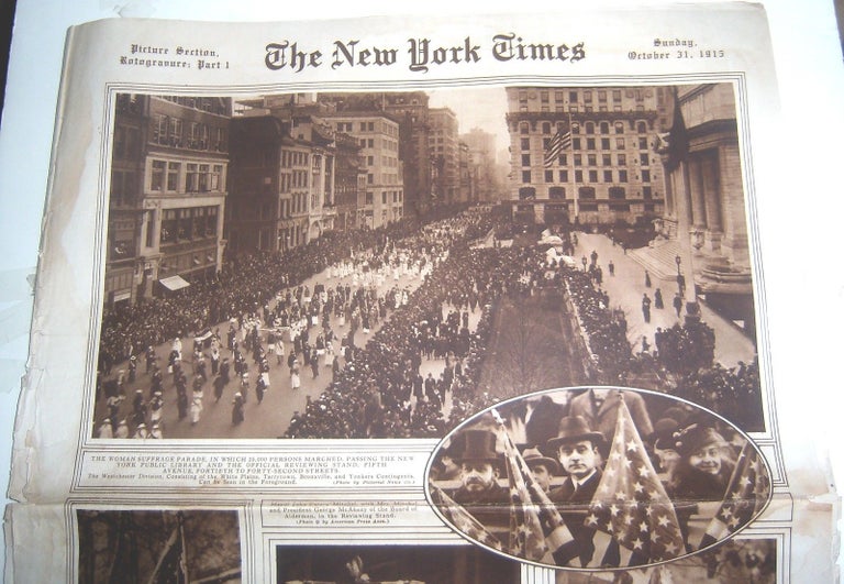 Item #14991 New York 1915 Woman Suffrage Parade in The New York Times. Woman Suffrage.