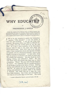 Item #15036 Archive of Lecture and Letters on the Value of Education for the Advancement of...