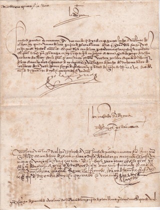 Item #15076 Queen Isabella Signs a Document Only 2 Months After Issuing the Decree of 1501,...